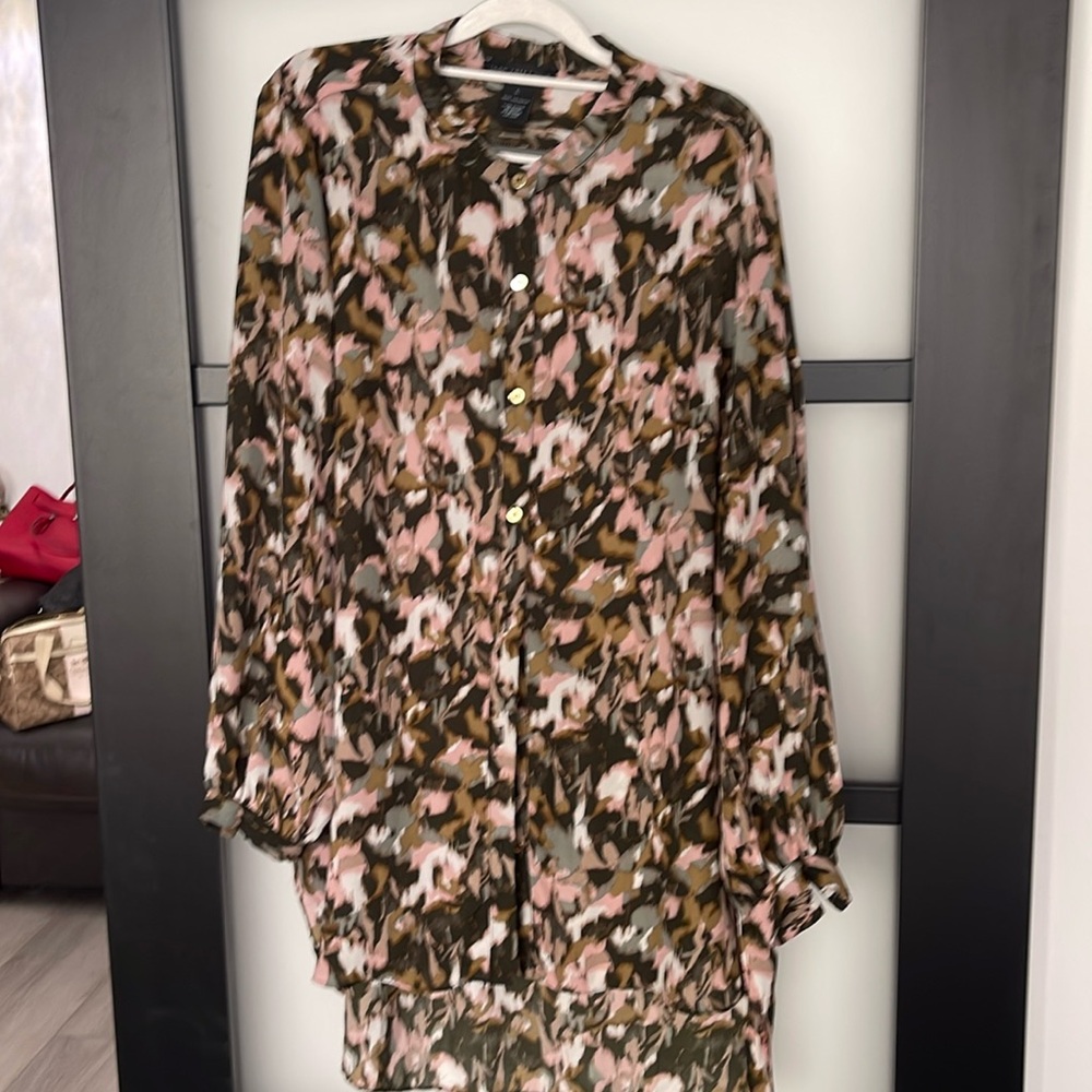 Joan Vass Abstract Long Blouse Oversized L